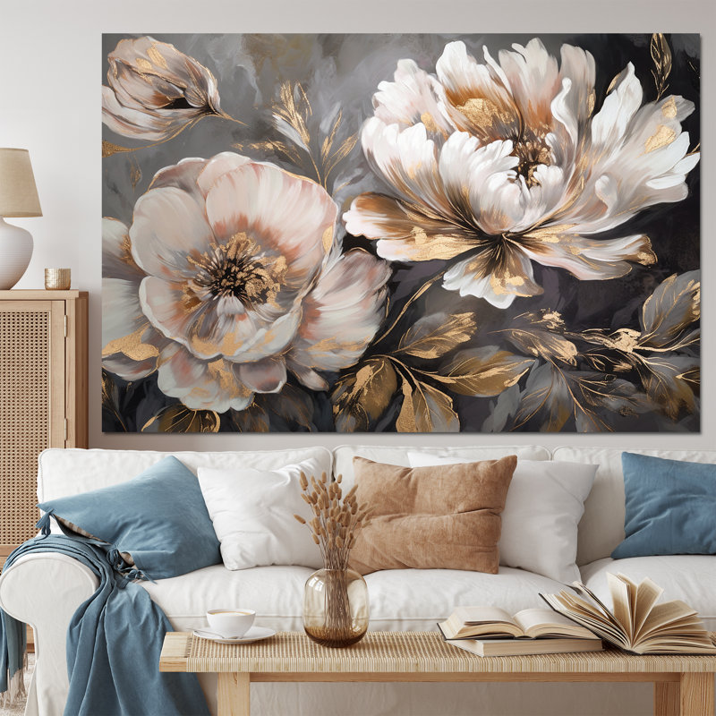 Red Barrel Studio White Grey Peony Blooms In Motion IV Floral Peony Wall Art Prints Wayfair